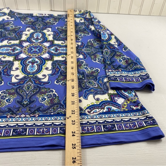 Charter Club Blue and White Paisley Blouse - Picture 9 of 11